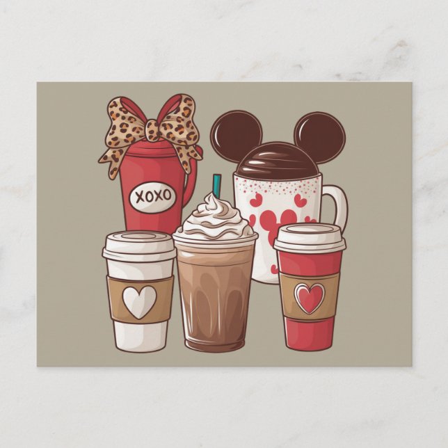 Carte Postale Saint-Valentin Drôle Latte Amateur de Café  (Devant)