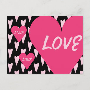 Carte Postale Saint-Valentin Grands Cœurs Amour Rose