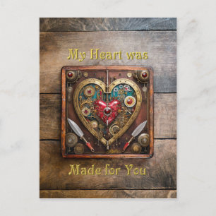 Carte Postale Saint-Valentin Guerrier Steampunk Rubis Et Poignar