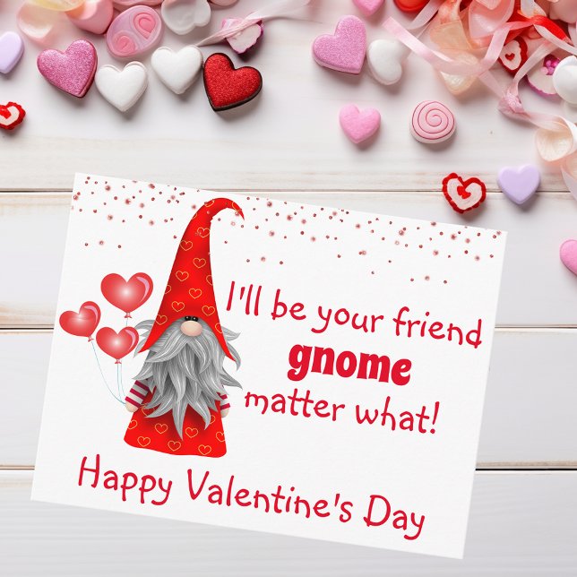 Carte Postale Saint Valentin Je serai votre ami Gnome Matter (Créateur téléchargé)