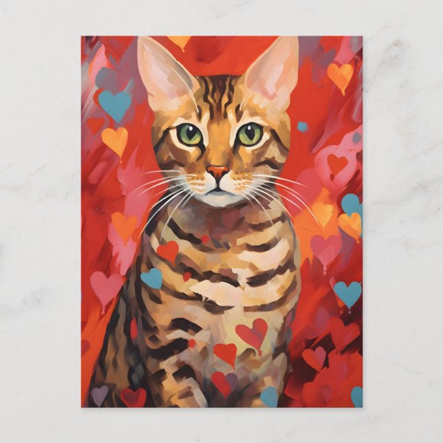 Carte Postale Saint Valentin, le chat du Bengale (Devant)