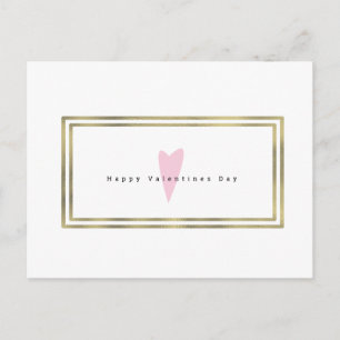 Carte Postale Saint-Valentin Minimaliste Simple Cœur Faux Or