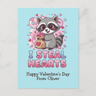 Carte Postale Saint-Valentin personnalisé avec un Raton Laveur M