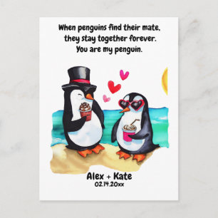 Carte Postale Saint-Valentin pingouin 