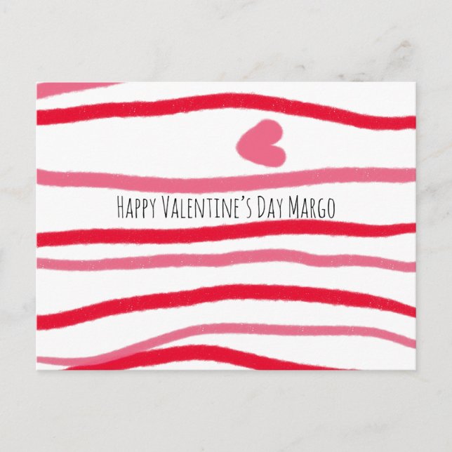 Carte Postale Saint-Valentin rayures et cœur de peintre (Devant)