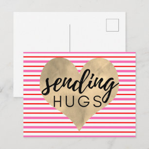 Carte Postale Saint-Valentin Rouge Rose Or Coeur