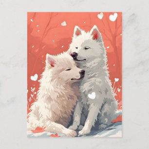 Carte Postale Saint-Valentin Samoyède 