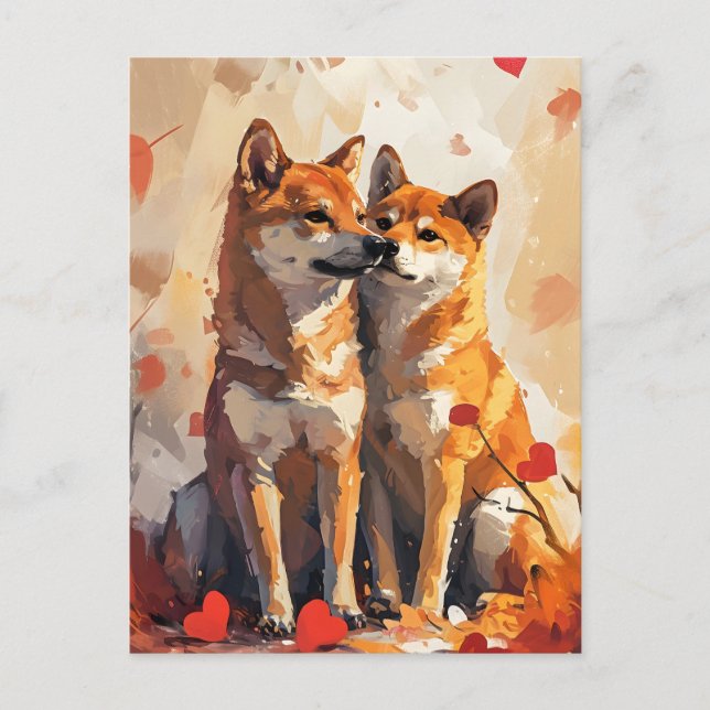 Carte Postale Saint Valentin Shiba Inu (Devant)