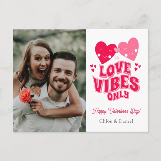 Carte Postale Saint Valentin Vibe d'amour rétro seulement (Devant)