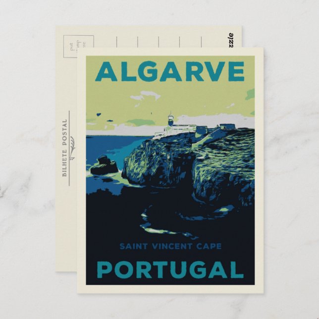 Carte Postale Saint Vincent cape illustration Algarve Portugal (Devant / Derrière)