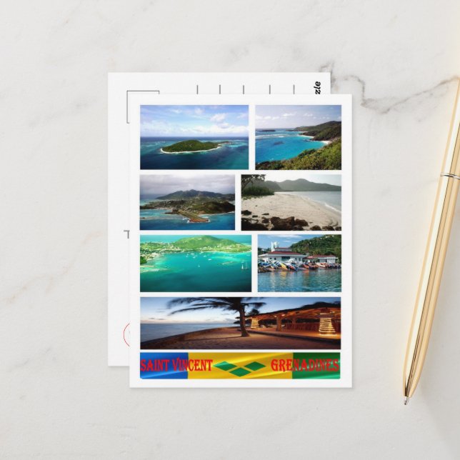 Carte Postale Saint-Vincent-et-les-Grenadines - Mosaïque - (Devant/Arrière en situation)