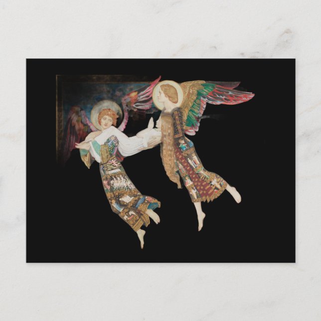 Carte Postale Sainte Brigitte emportée par des anges (Devant)