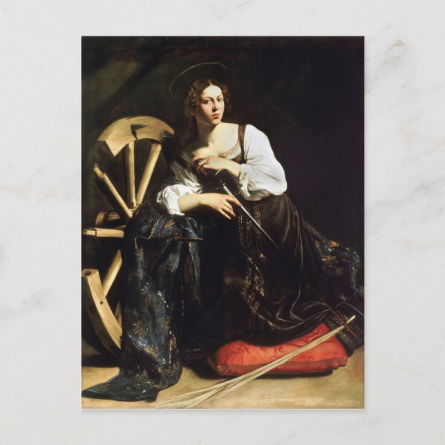 Carte Postale Sainte Catherine d'Alexandrie par Caravaggio (1598 (Devant)