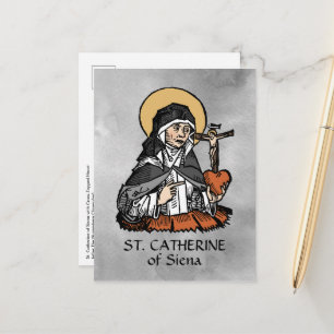 Carte Postale Sainte Catherine de Sienne avec Coeur Crucifix