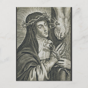 Carte Postale Sainte Catherine de Sienne Crucifixion Art Noir Fo