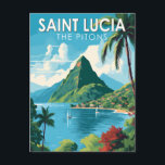 Carte Postale Sainte-Lucie Les Pitons Travel Art Vintage<br><div class="desc">Sainte-Lucie Le design vectoriel des Pitons. Les Pitons sont deux plugs volcaniques montagneux,  les flèches volcaniques,  situés à Sainte-Lucie.</div>