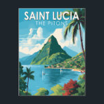 Carte Postale Sainte-Lucie Les Pitons Travel Art Vintage<br><div class="desc">Sainte-Lucie Le design vectoriel des Pitons. Les Pitons sont deux plugs volcaniques montagneux,  les flèches volcaniques,  situés à Sainte-Lucie.</div>
