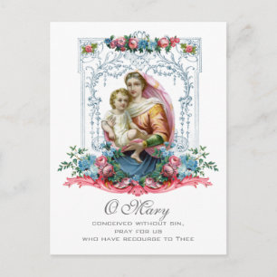 Carte Postale Sainte Vierge Marie Jésus La prière catholique Sym