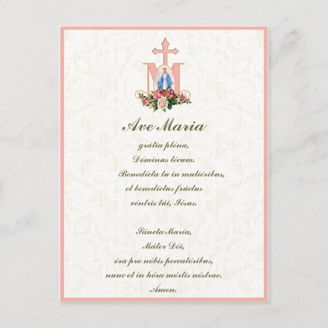 Carte Postale Sainte Vierge Salut Marie Jésus Vintage latin (Devant)