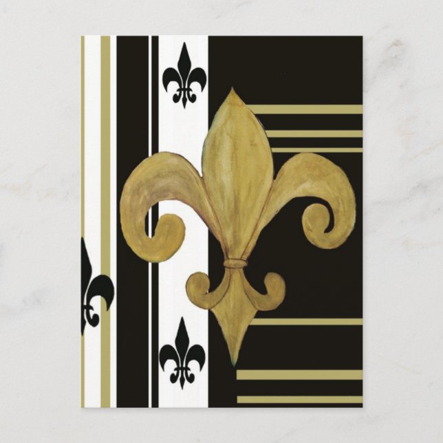 Carte Postale Saints Noir et Or Fleur de lis (Devant)