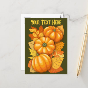 Carte Postale Saison d'automne Halloween Citrouille Motif