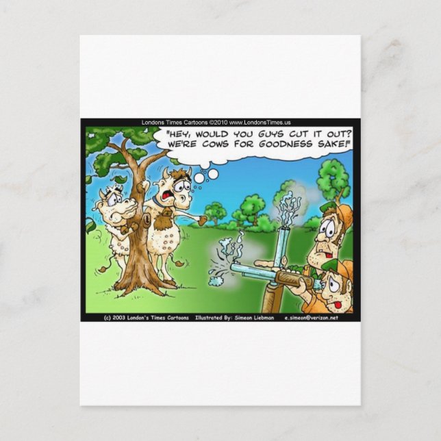 Carte Postale Saison de chasse aux vaches T-shirts drôles Mugs C (Devant)
