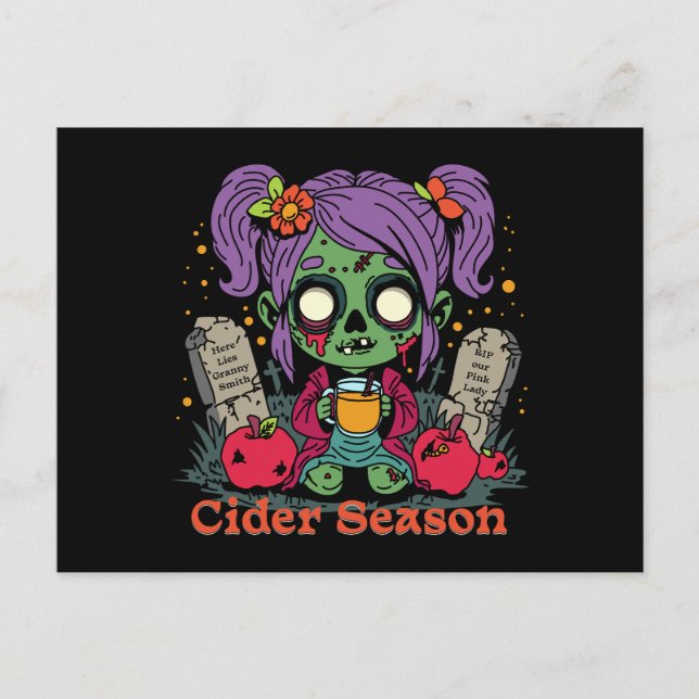 Carte Postale Saison de cidre d'Apple Zombie (Devant)