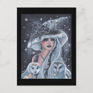 Carte Postale Saison de la sorcière aux hiboux par Renee Lavoie
