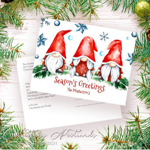 Carte Postale Saison de vacances simple Gnomes Noël Salutations 