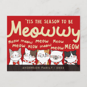 Carte Postale Saison être Meowwy Funny Cute Cats Caroling