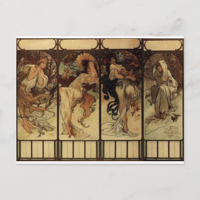 Carte Postale Saison par Alphonse Mucha (Devant)