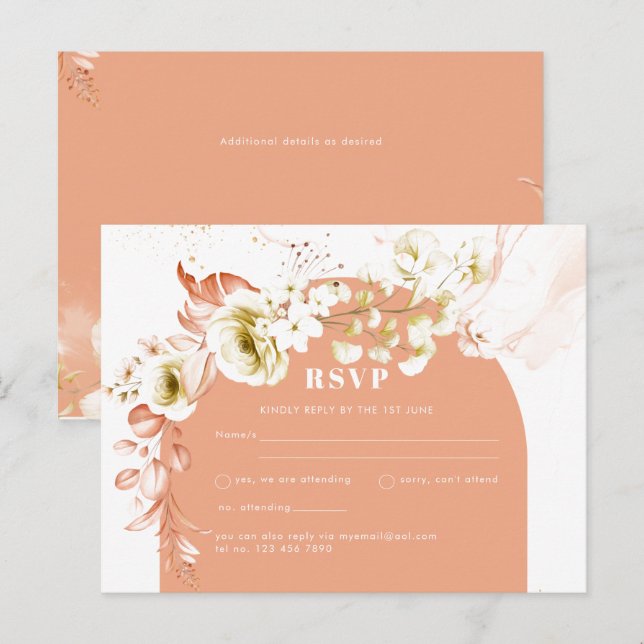 Carte Postale Saisons Chute Plus Tôt Mélange Boho Floral Mariage (Devant / Derrière)