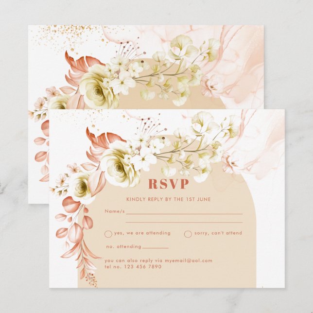 Carte Postale Saisons Chute Plus Tôt Mélange Boho Floral Mariage (Devant / Derrière)