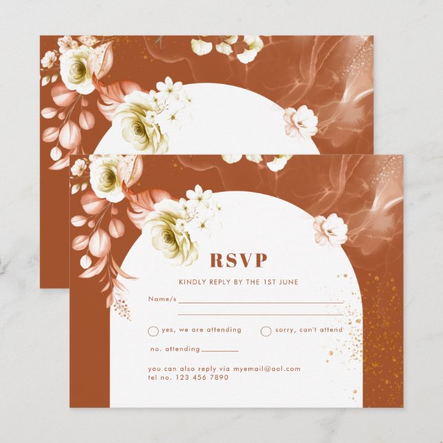 Carte Postale Saisons Chute Plus Tôt Mélange Boho Floral Mariage (Devant / Derrière)