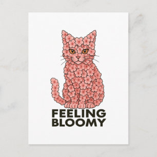Carte Postale Sakura Fleurs Chat Sentiment de Bloomie