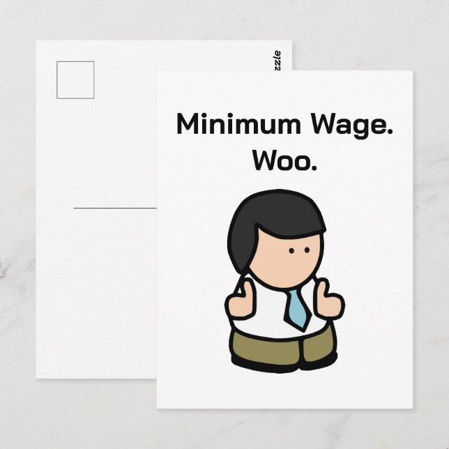 Carte Postale Salaire Minimum Woo Funny Office Travailleur Carto (Devant / Derrière)