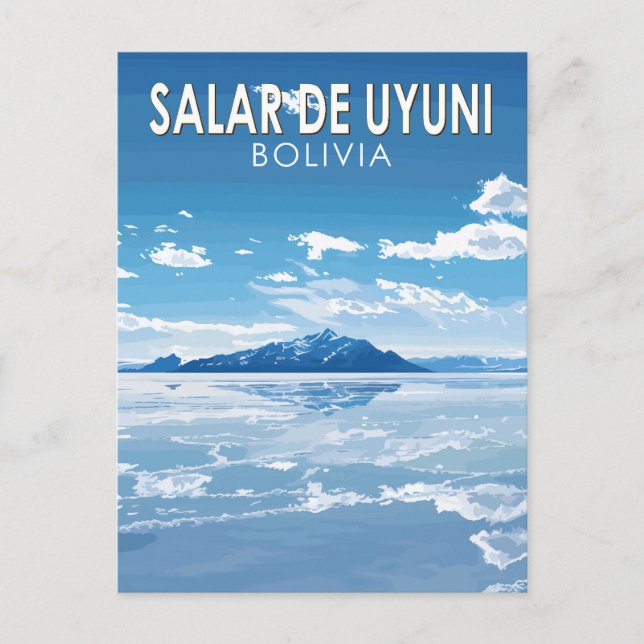 Carte Postale Salar de Uyuni Bolivie Art de voyage Vintage (Devant)