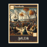 Carte Postale Salem, Massachusetts | VINTAGE<br><div class="desc">Revenez au charme envoûtant de Salem, Massachusetts, avec cette carte postale vintage captivante. Décorée avec une illustration enchanteresse des monuments historiques de Salem, dont l'emblématique Witch House et le mémorial des Procès de Salem Witch, cette carte postale offre un aperçu de la riche histoire et de la mystique de la...</div>
