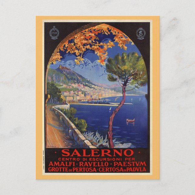 Carte Postale Salerne Italie Voyage d'été vintage (Devant)