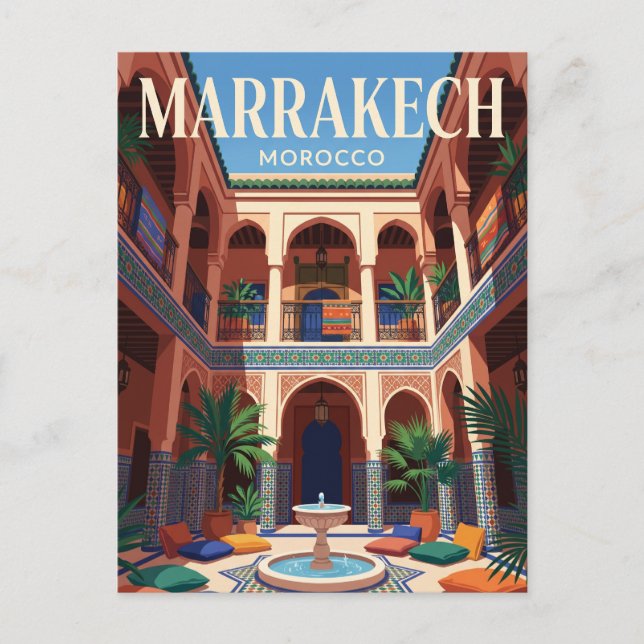 Carte Postale Salle centrale des riads à Marrakech Maroc (Devant)