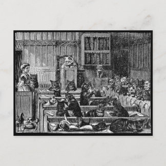 Carte Postale Salle d'audience vintage pour chats