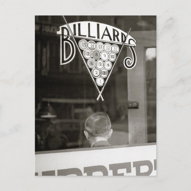 Carte Postale Salle de billard, 1938 (Devant)