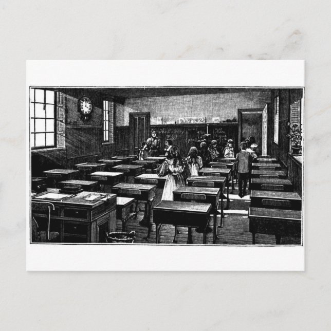Carte Postale Salle de classe à l'ancienne (Devant)