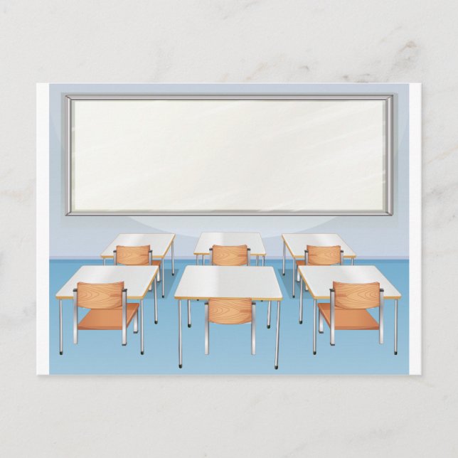 Carte Postale Salle de classe remplie de chaises et de tables (Devant)