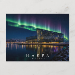 Carte Postale Salle de concert Harpa Reykjavik Islande Aurore bo