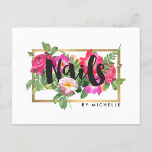 Carte Postale Salon à ongles Florals de beauté Blanc