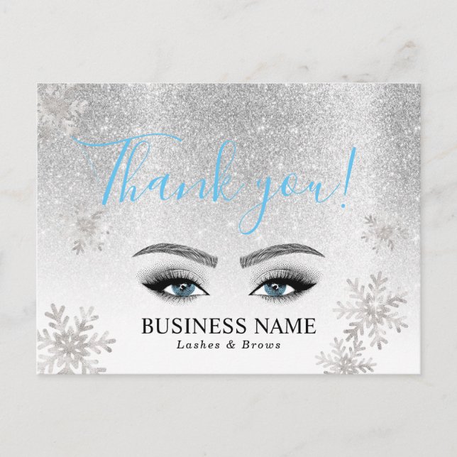 Carte Postale Salon de beauté Lashes Brows Winter Snowflake Fête (Devant)
