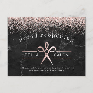 Carte Postale Salon de cheveux rose Gold Grand Réouverture Sécur