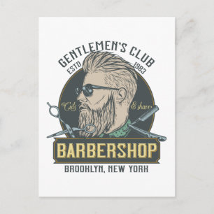 Carte Postale Salon de coiffure vintage pour gentlemen