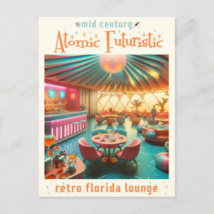 Carte Postale Salon Floridien Rétro Futuriste Atomique